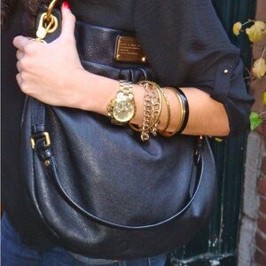 Marc Jacobs Classic Leather Hobo Tote w/strap and gold hardware